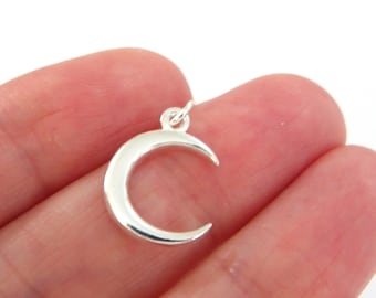 Sterling Silver Crescent Moon Charm, Small Silver Pendent