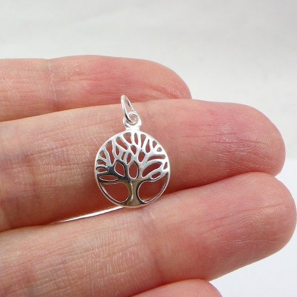 Tree of life silver,  Silver tree of life charm, Made in USA  Silver Tree of Life Charm, Mother's Tree of Life Pendant Small aesthetic charm