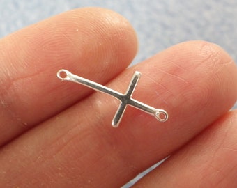 925 Sterling Silver Cross, Sterling Silver Cross Charm Pendant, Tiny Cross Link Connector