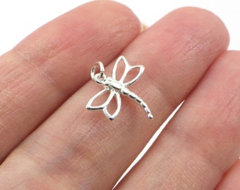 Tiny Dragonfly Sterling Silver Charm, Bracelet Earring, necklace jewelry making