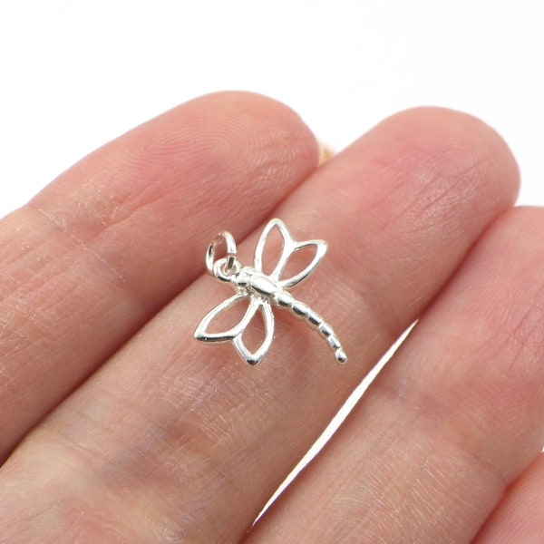 Sterling Silver Tiny Dragonfly Charm, Dragon Fly Charm for Necklace Bracelet Earring, 925 Silver Dragonfly Charm, necklace jewelry making