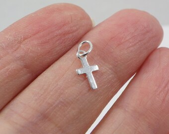 12mm x 20mm Solid 925 Sterling Silver Cross Disc Pendant Charm