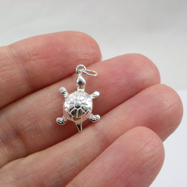 Sterling Silver Turtle Charm, Small Sealife Pendant