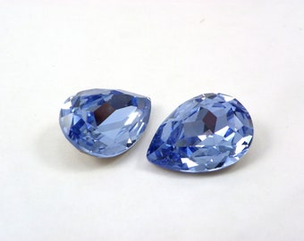 13x18mm Light Sapphire glass Faceted Fronts and Foiled Backs Crystal teardrop Pear Faceted Diamond Cut brilliant Glass Crystal 18x13mm