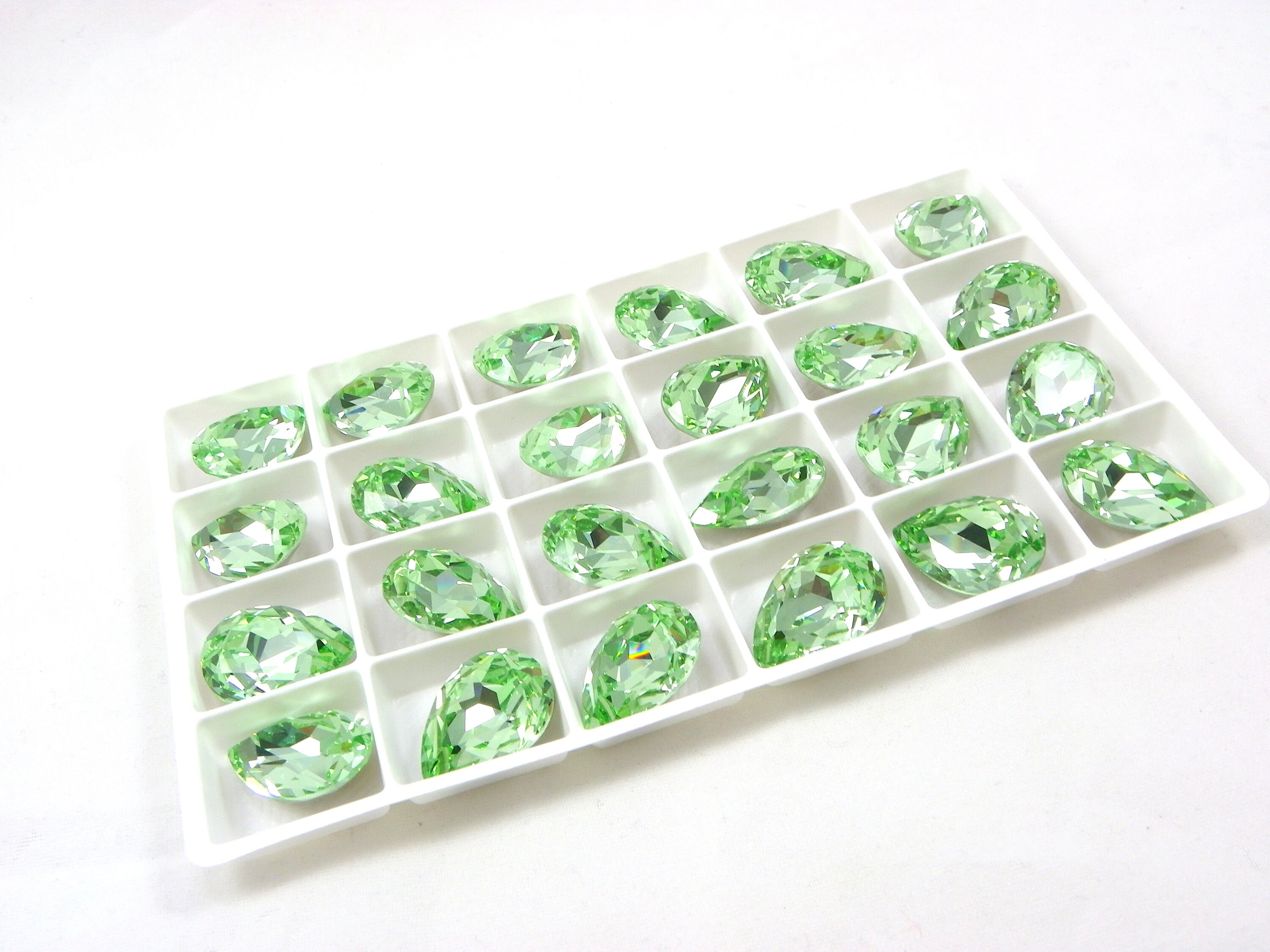 Chrysolite Stone 18x13mm, Light Green Glass Gem Faceted Fronts Foiled ...