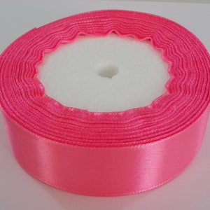 Dark Pink Satin Ribbon 25 Yards, 25mm Silk Satin Ribbons Solid Color  Wholesale Ribbon About 23 Meters Ribbon Christmas Party Gift Wrapping 