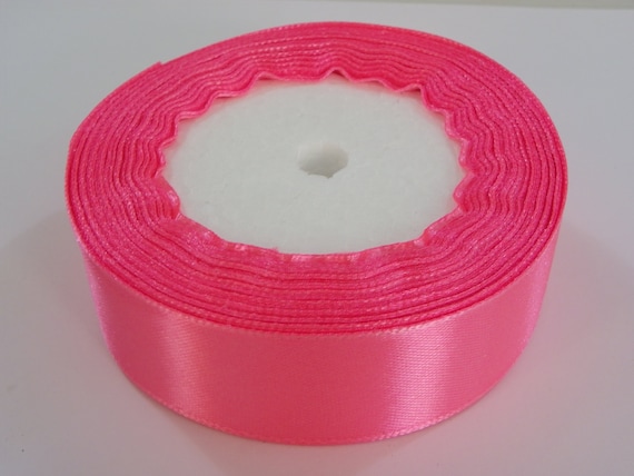 Dark Pink Satin Ribbon 25 Yards, 25mm Silk Satin Ribbons Solid