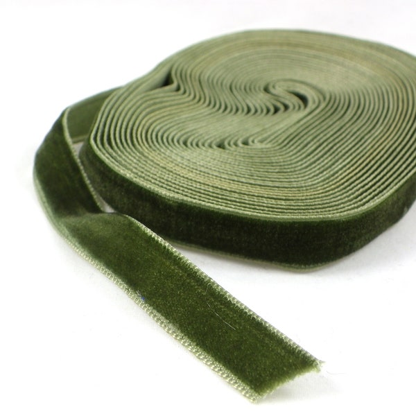 10mm Velvet Ribbon 5 yards olivine Green  3/8" Wide Velvet Ribbon, army green velvet ribbon Velveteen Ribbon by the Yard Green velvet ribbon