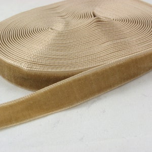 khaki ribbon, Light brown velvet Ribbon, 5 yards ribbon, khaki velvet fabric, 10mm ribbon 3/8&quot; Wide Ribbon, Velveteen Ribbon by the Yard