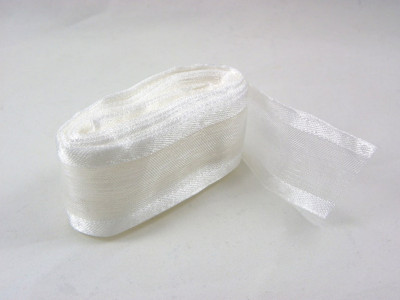 white 5 Yards 1 Broadside Organza Ribbon Wrapping wedding Decoration Lace Crafts 5 yards White Organza Ribbon 25mm