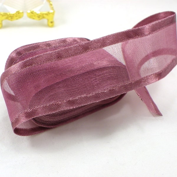 5 yards Pale Mauve Organza Ribbon, Mauve 5 Yards 1"(25mm) Broadside Organza Ribbon Wrapping wedding Decoration Lace Crafts