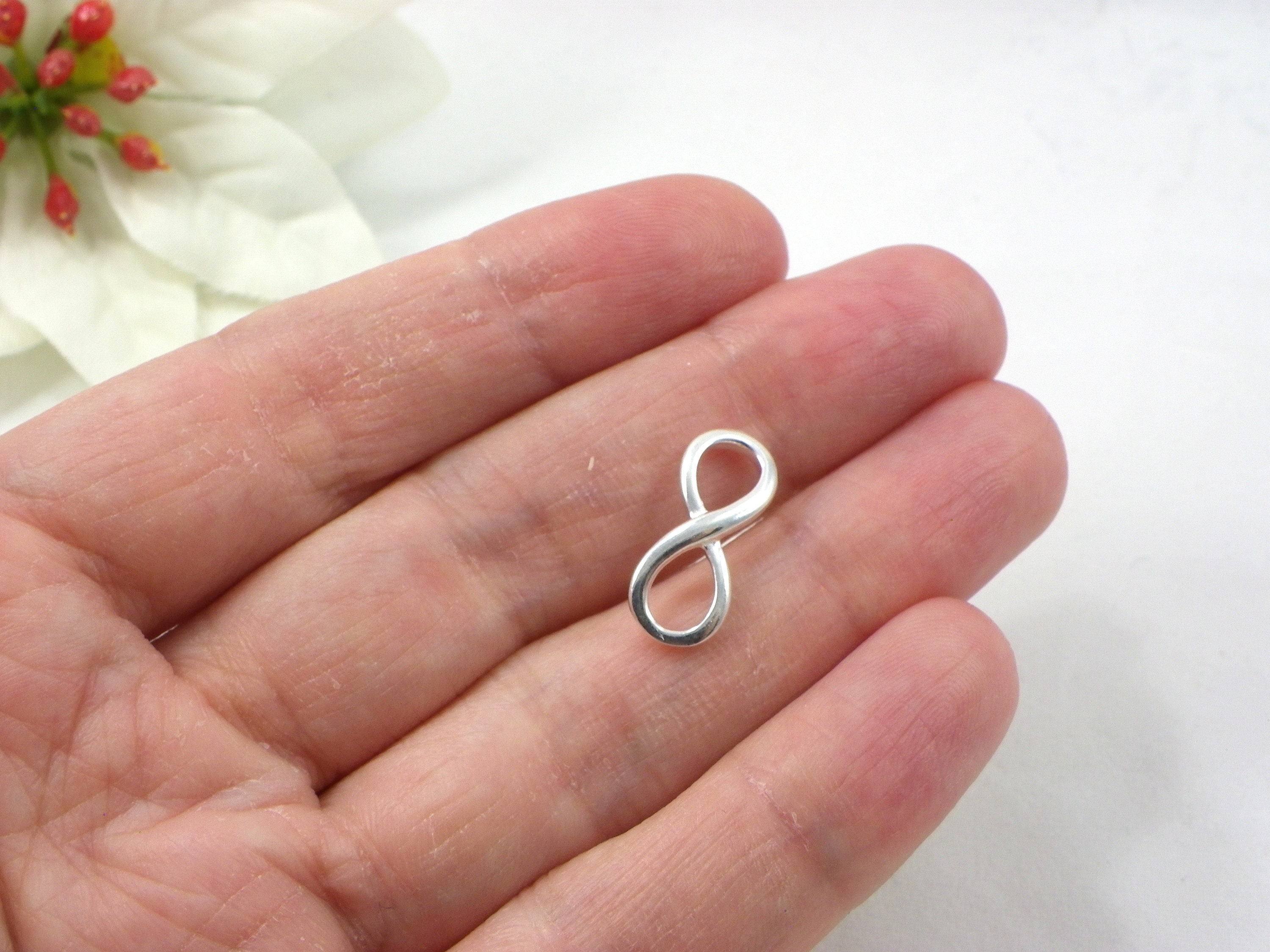 Sterling Silver Infinity Symbol Charm - Tiny .925 Silver Pendant With Split Ring For Bracelets & Necklaces