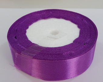 Dark Purple Satin Ribbon 25 yards, 25mm Silk Satin Ribbons solid color Wholesale ribbon about 23 Meters Ribbon Christmas Party Gift Wrapping