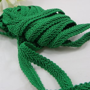 Green Trim Ribbon, Gimp Trim braided green grass ribbon, 5 meters Ribbon green trim, sewing notions craft fabric decoration, trim for sewing
