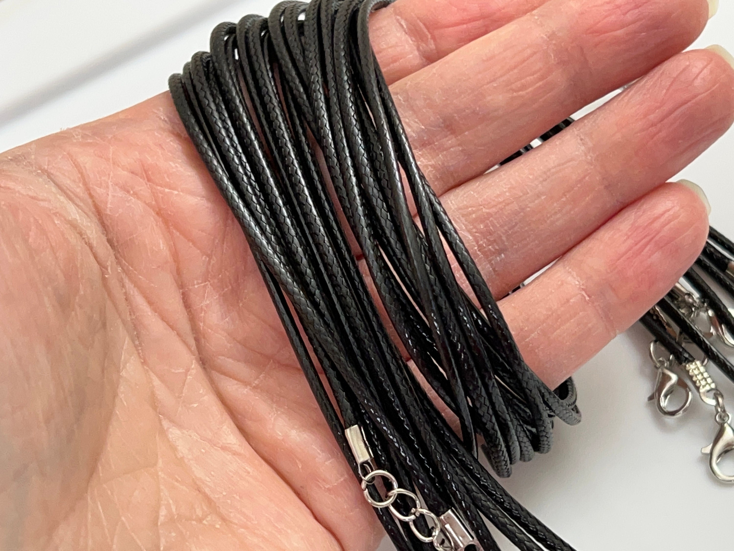 Wholesale Bulk Lot 10pcs Black Waxed Imitation Leather String Necklace Cord
