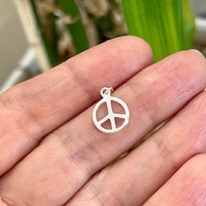 Peace Sign Symbol Charm Small Sterling Silver, Made in the USA Peace Sign Symbol Charm Small Sterling Silver, Made in the USA