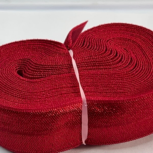 Red  Fold Over Elastic, 3/4” FOE trim, 5 yards Fold Over elastic Spandex satin, 20mm fold over trim, sewing supplies elastic trim 3/4”