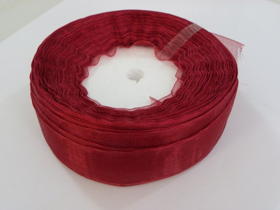 Wholesale Dark Red Organza Ribbon 49 yards fabric Red Ribbons color Organza  ribbon 45 Meters Ribbon Christmas Party Gift Wrapping