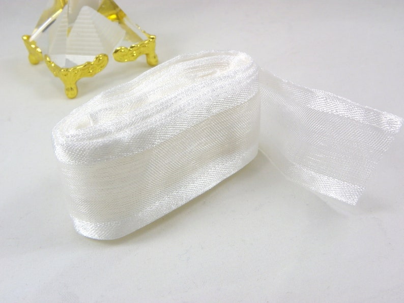 white 5 Yards 1 Broadside Organza Ribbon Wrapping wedding Decoration Lace Crafts 5 yards White Organza Ribbon 25mm