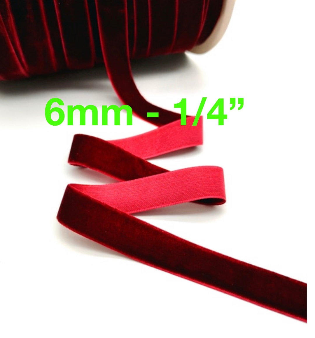 5 Yards Dark Red Velvet Ribbon, 6mm Wine Red Velvet 1/4” Wide Velvet ...