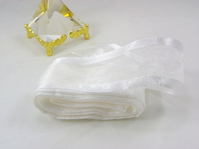 white 5 Yards 1 Broadside Organza Ribbon Wrapping wedding Decoration Lace Crafts 5 yards White Organza Ribbon 25mm