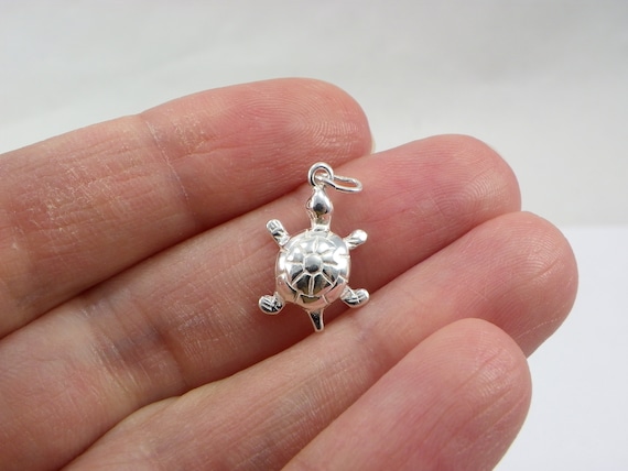 Tiny Turtle Sterling Silver Charm, Made in the USA Tiny Turtle Sterling Silver Charm, Made in the USA