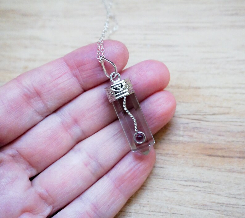 Crystal Quartz Pencil Point Pendant,Quartz Pendant Necklace,Chain,Point Pendant,Layered Necklace,Quartz Necklace,Unisex,Chain Necklace