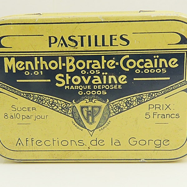 Amazing unique excellent condition original antique pharmacy « COCAINE » tin!