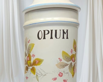 Rare énorme pot d'apothicaire de stockage d'opium de pharmacie antique !