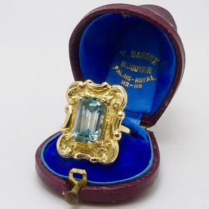 HUGE!Rare unique antique baroque rococo 18k gold ring set with Tested 6ct sky blue Spinel!