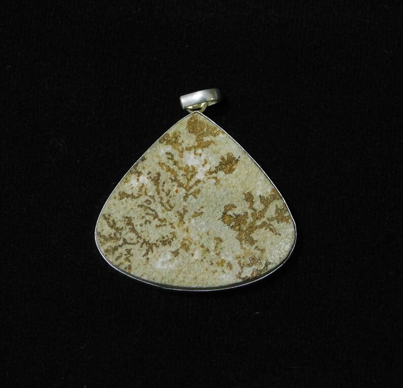 Gemstone Pendant Brass Pendant 51x55mm Stainless Steel Pendant Wedding Pendant Fashion Pendant Natural Dendritic Limelite Pendant