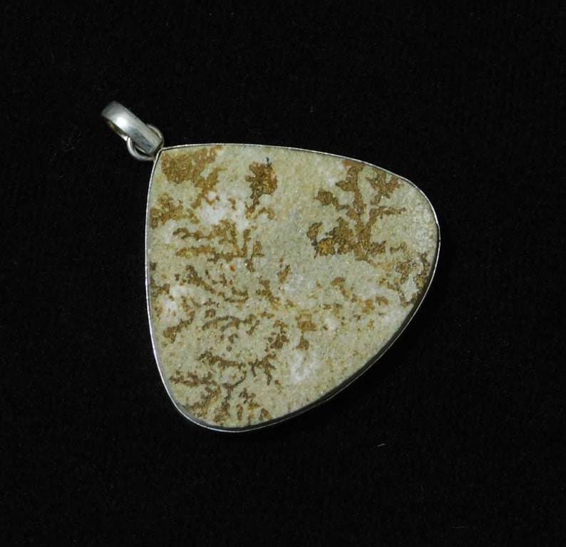 Gemstone Pendant Brass Pendant 51x55mm Stainless Steel Pendant Wedding Pendant Fashion Pendant Natural Dendritic Limelite Pendant