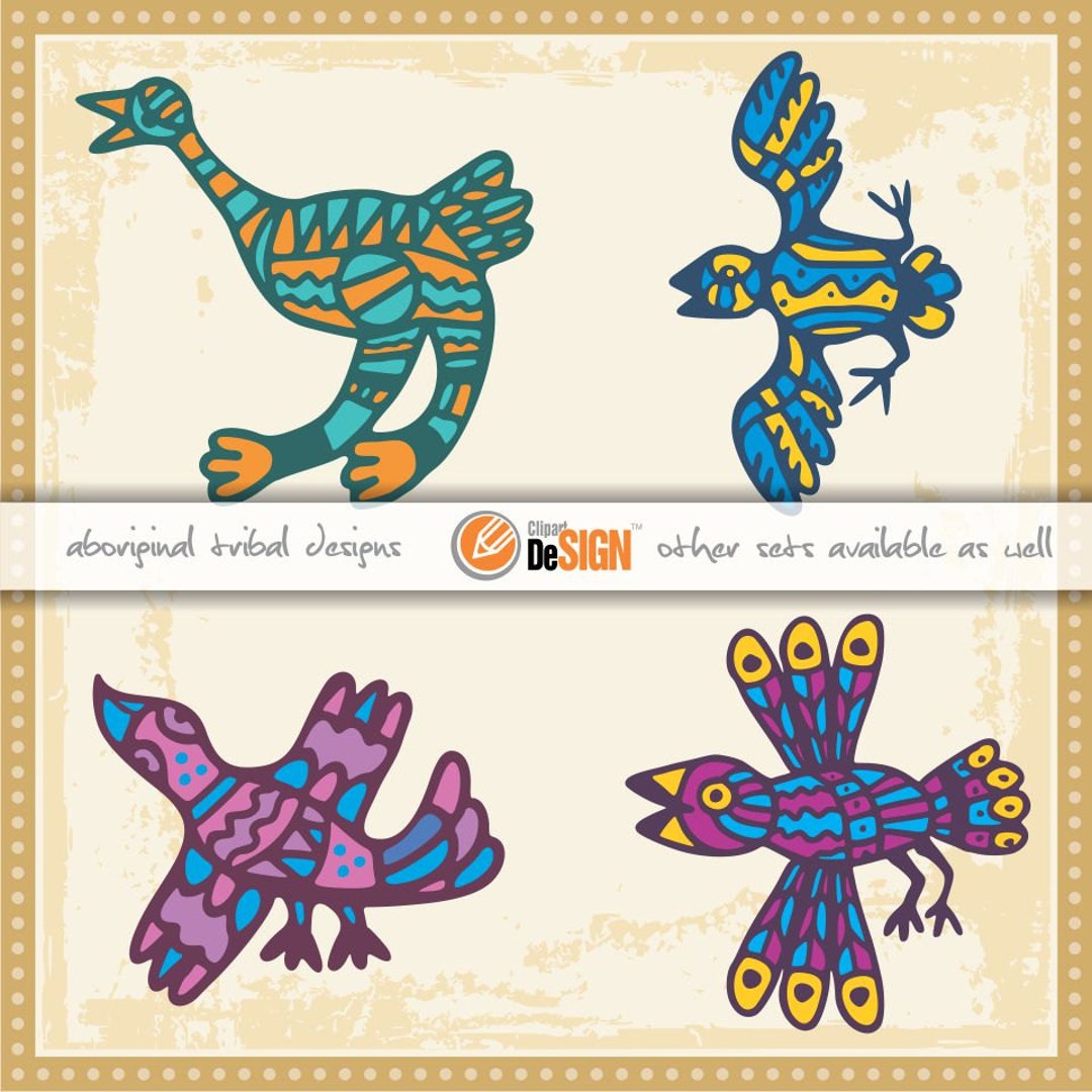 Aboriginal Vector Art Birds Wall Decals Ornaments Etsy