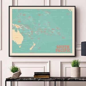 Südsee Karte, Südpazifische Inseln Poster