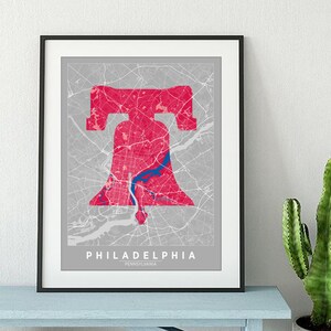 Philadelphia Libery Bell Map Print - Poster Art