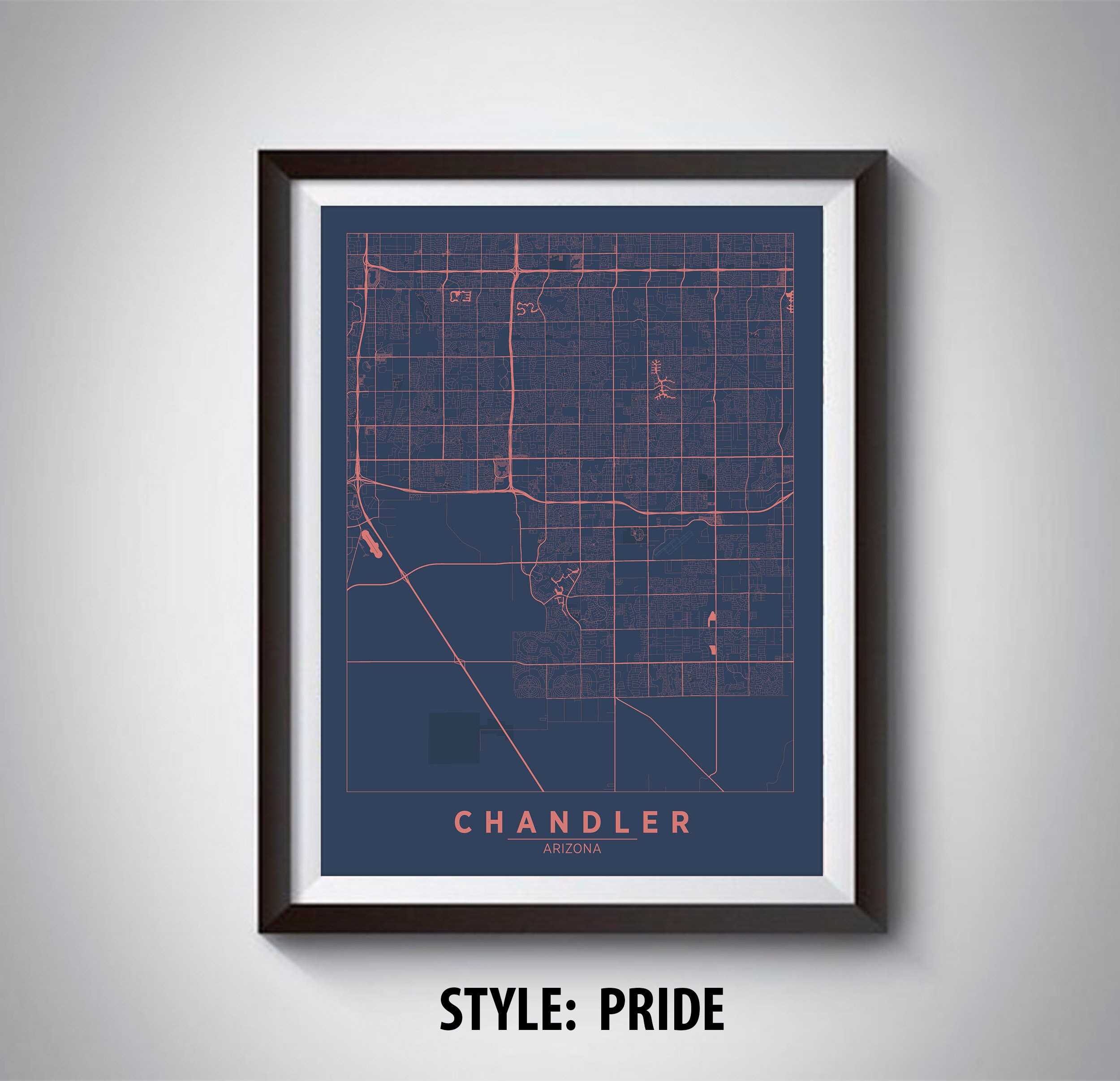 Map of Chandler AZ Chandler Map Chandler Poster Office Etsy