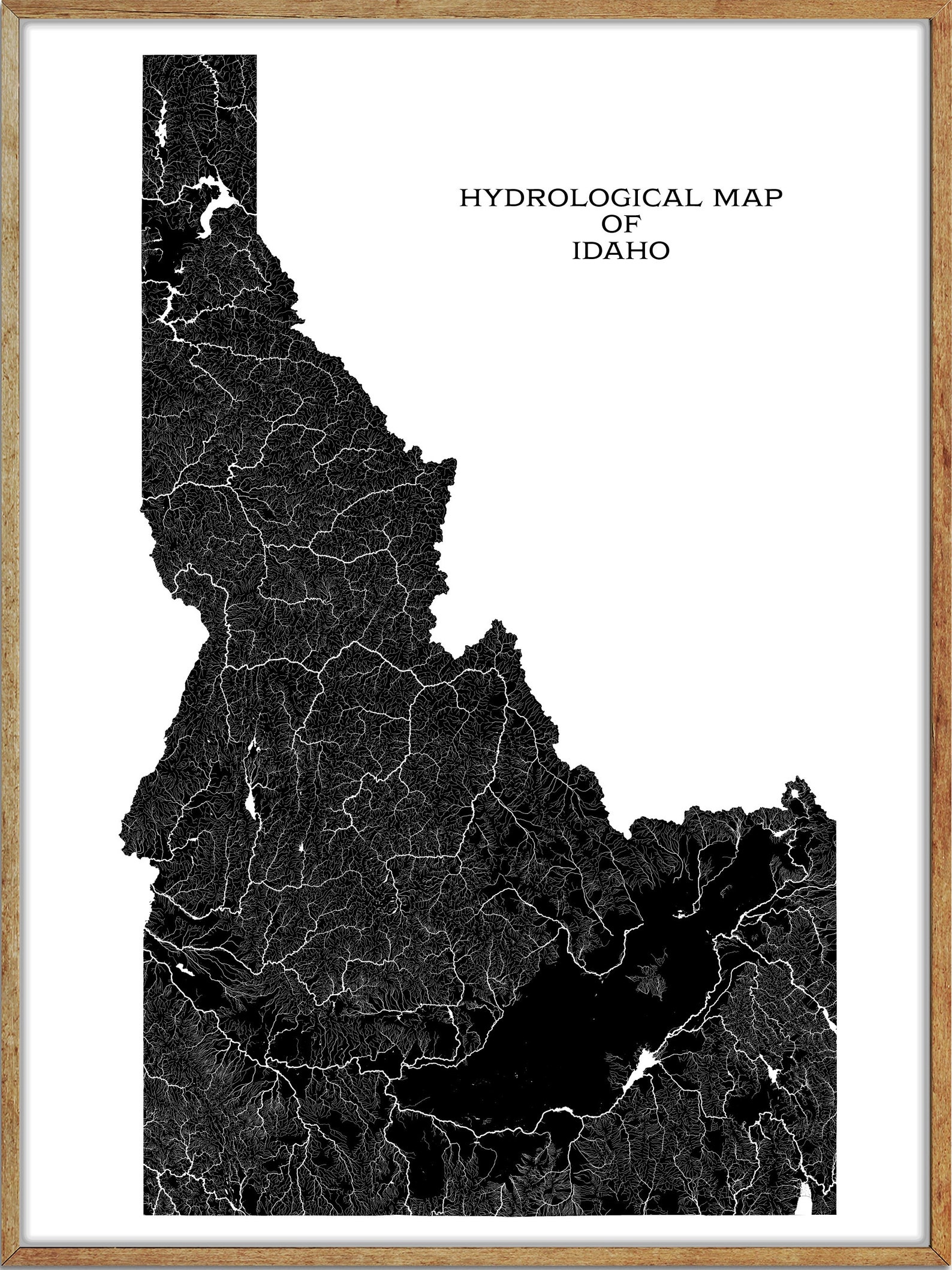 Idaho Hydrological Map of Rivers and Lakes | Etsy