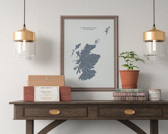 Hydrological Map of the Scotland, Rivers and Lakes Print