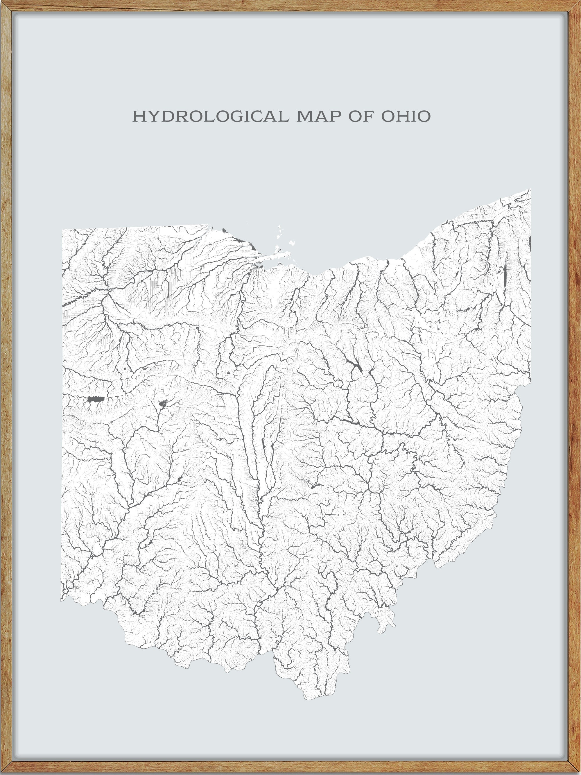 Ohio Rivers and Lakes Hydrological Map Poster - Etsy