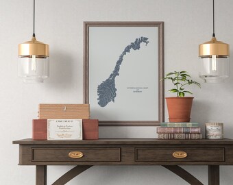 Norway Hydrological Map of Rivers and Lakes, Norway  Map