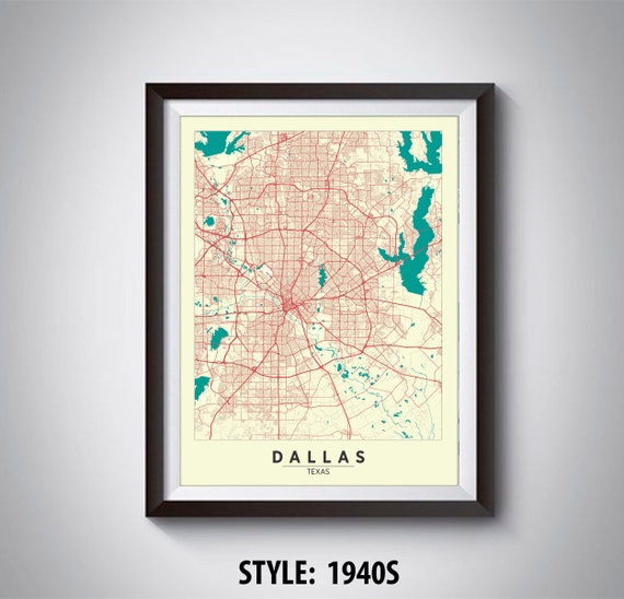 Map of Dallas TX Dallas Map Dallas Poster Office Décor | Etsy