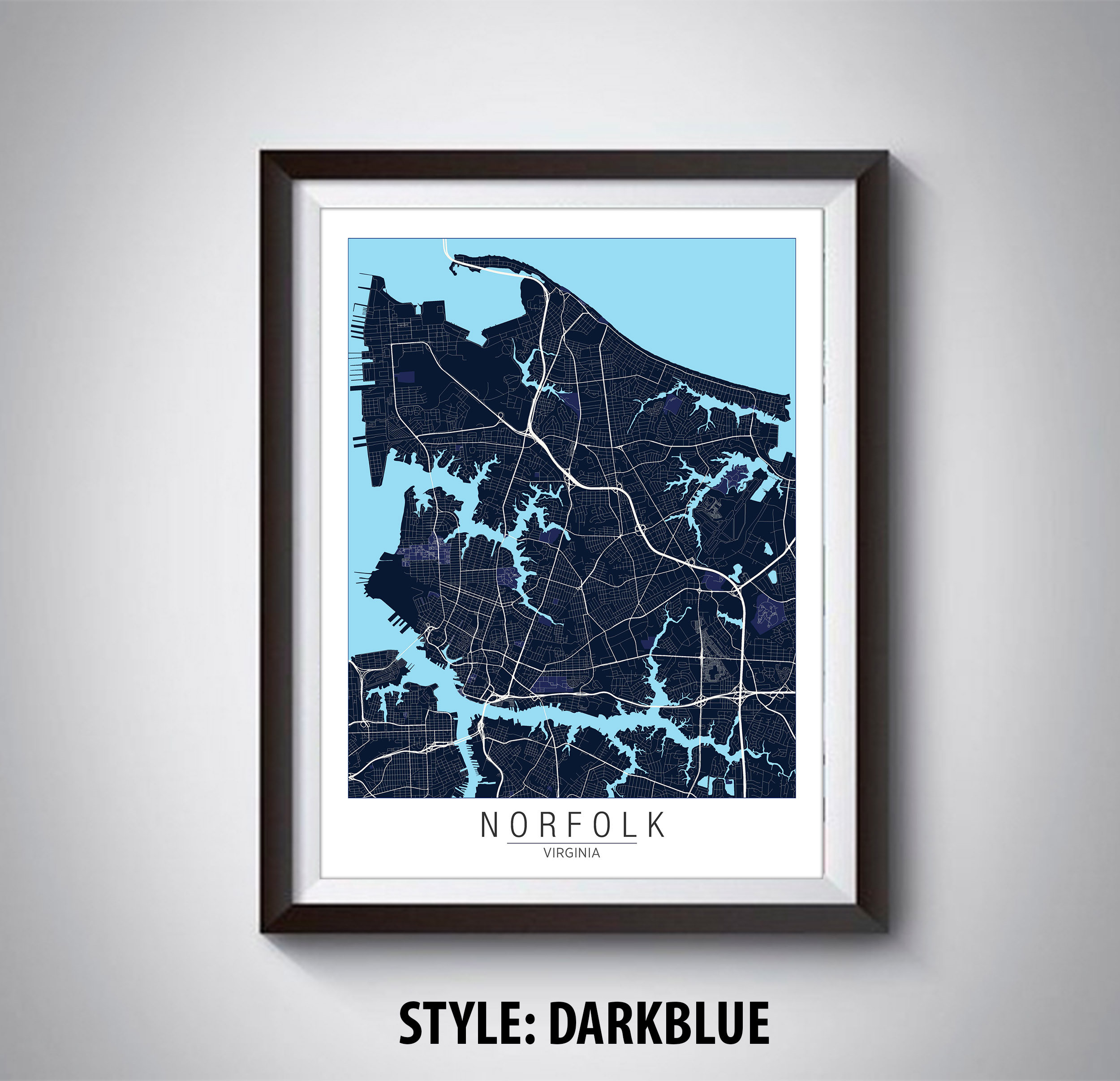 Map of Norfolk VA Norfolk Map Norfolk Poster Office - Etsy