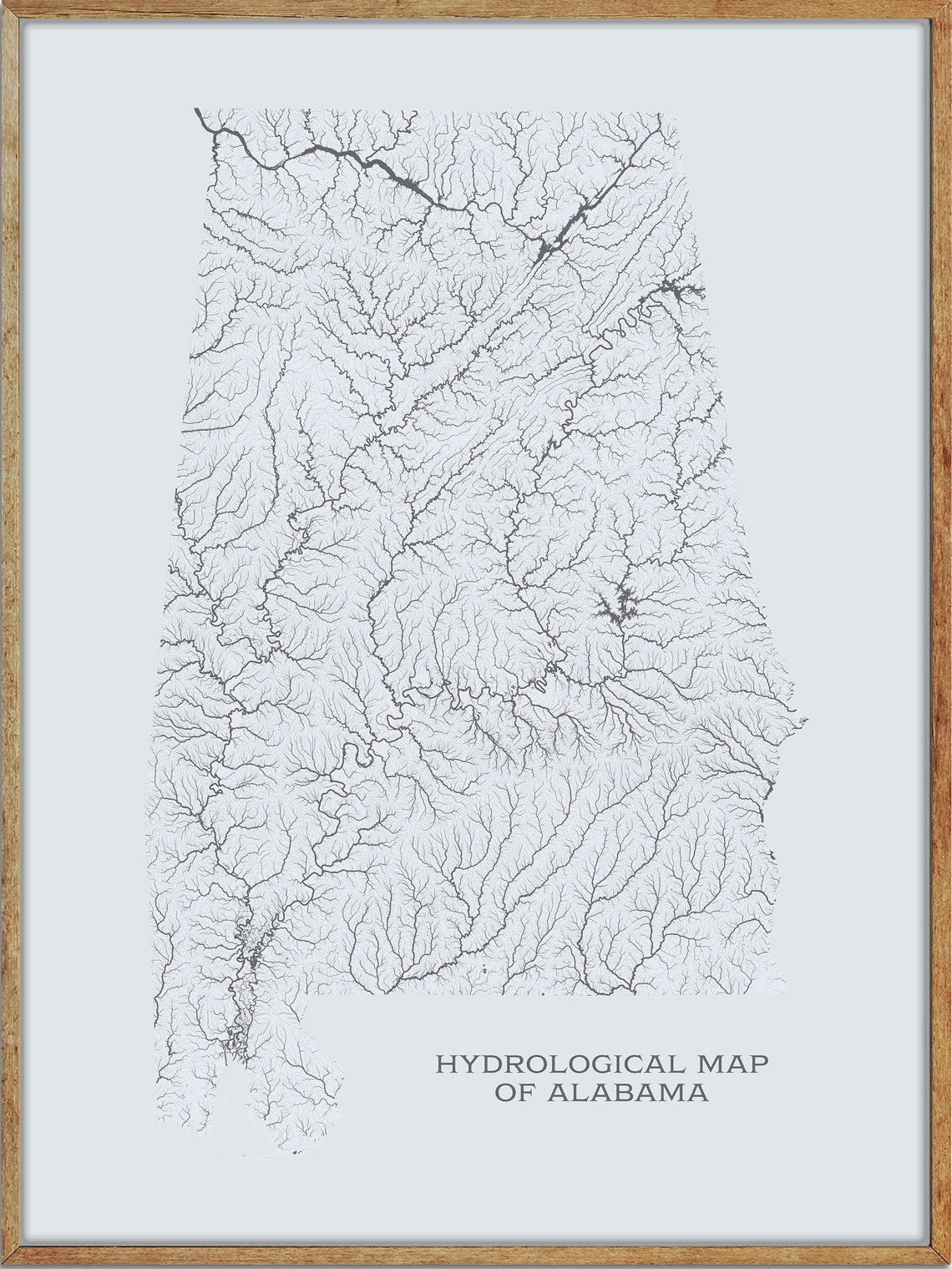 Alabama Hydrological Map of Rivers and Lakes