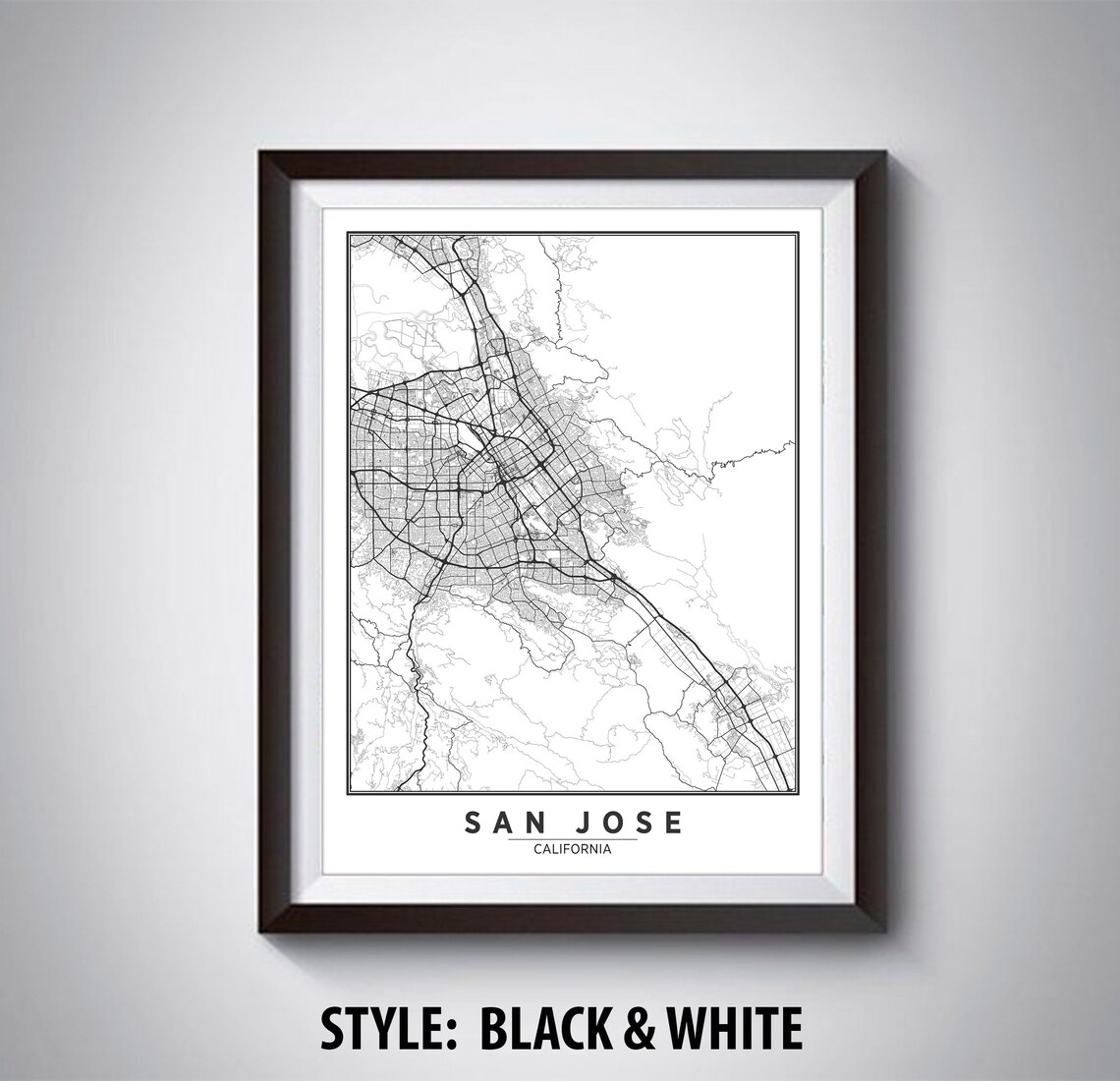Map of San Jose CA San Jose Map San Jose Poster Office | Etsy