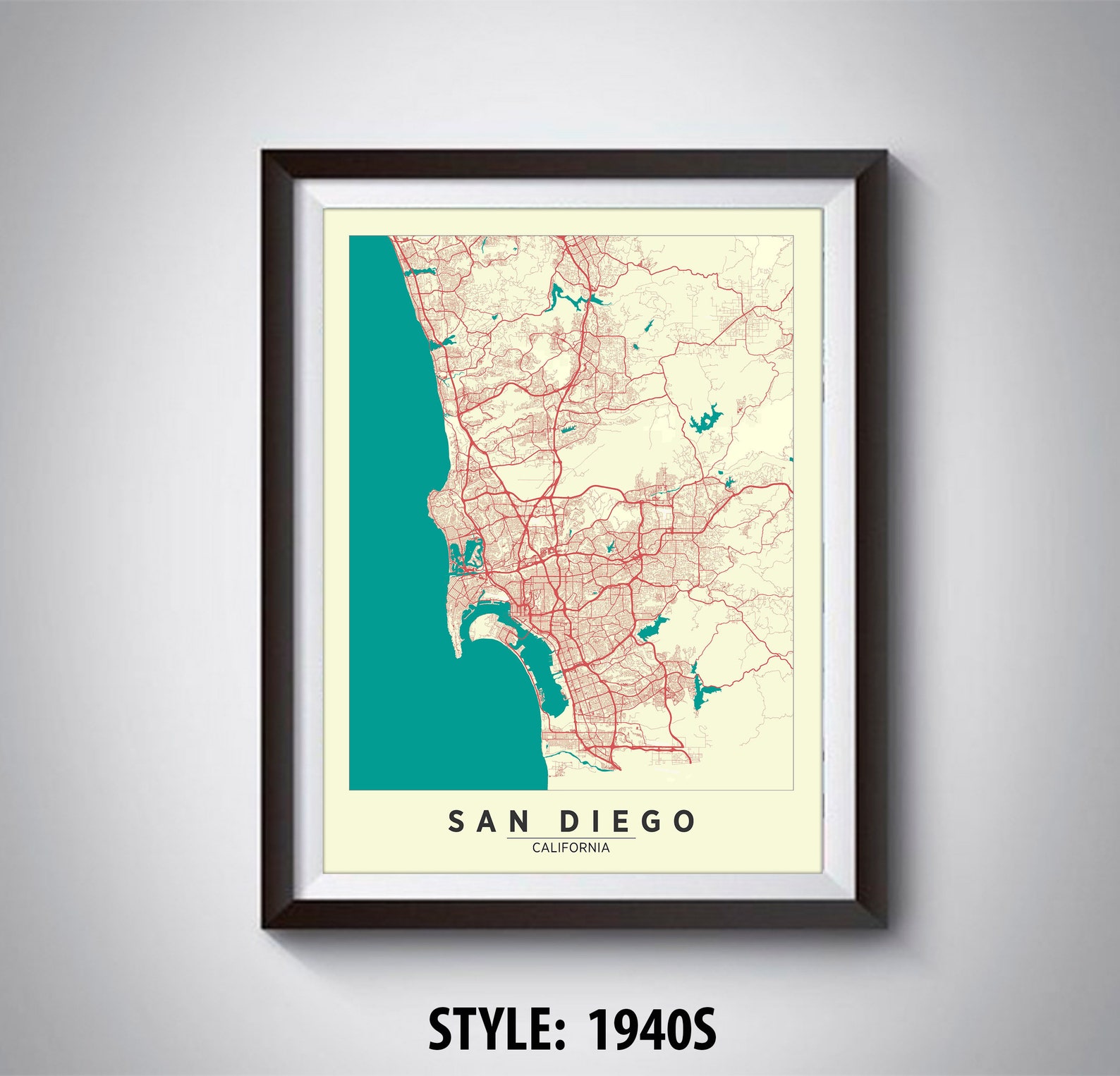 Map of San Diego CA San Diego Map San Diego Poster | Etsy