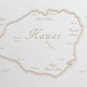 Kauai Island Gold Print - Hawaii Kauai Art Map - 8x10 Map Gift