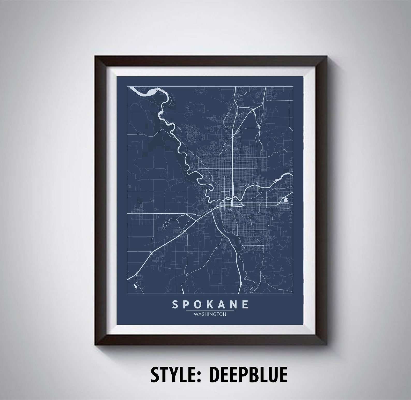 Map of Spokane WA Spokane Map Spokane Poster Office | Etsy