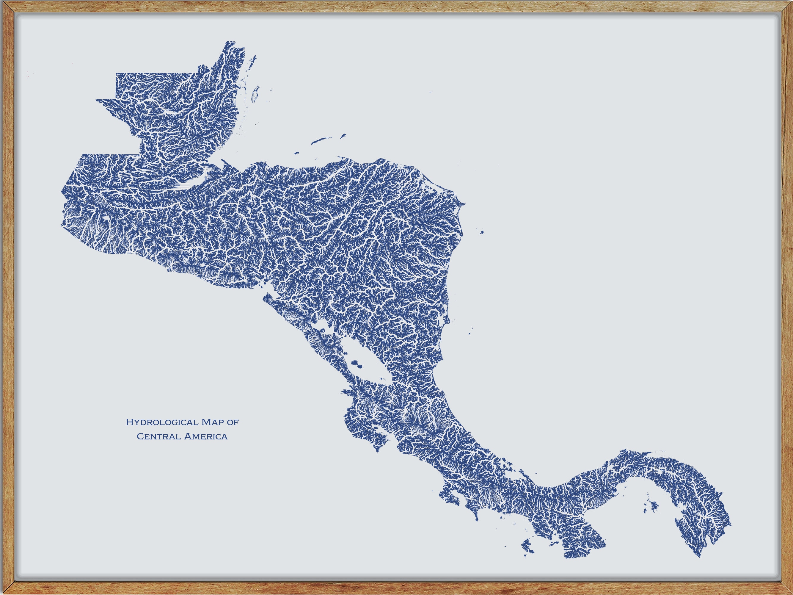 Mapa Hidrológico de Ríos y Lagos de Centroamérica Mapa del - Etsy México