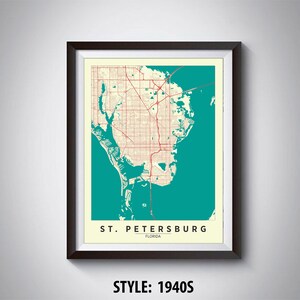 Map of St. Petersburg, FL - St. Petersburg Map - St. Petersburg Poster - Office Décor - Wall Art - Travel Map - St. Petersburg Travel Map
