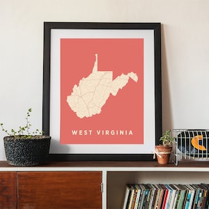 West Virginia State Map Print - Wall Art - West Virginia print